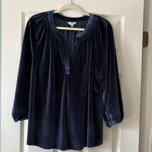 Crown & Ivy Navy Velvet Blouse